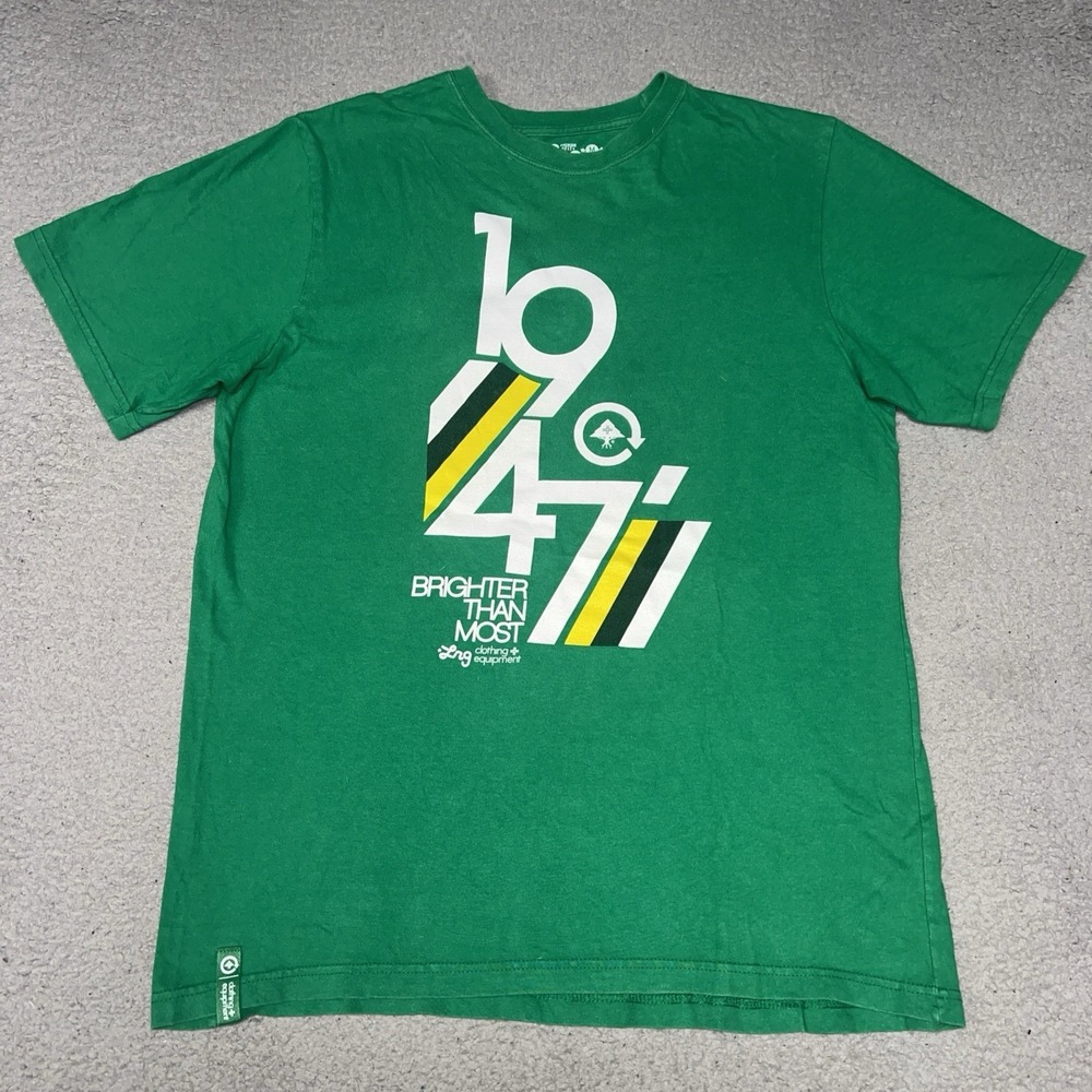 LRG Lifted Research Group 1947 Brighter Than Most T Shirt Men's Sz M Green Tee